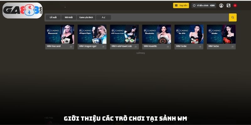 Giới thiệu các trò chơi tại Casino trực tuyến WM