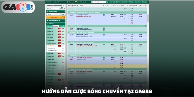 Hướng dẫn cược bóng chuyền tại ga888