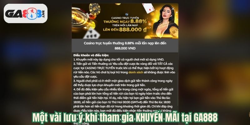 Một vài lưu ý khi tham gia Khuyến mãi nhà cái tại GA888